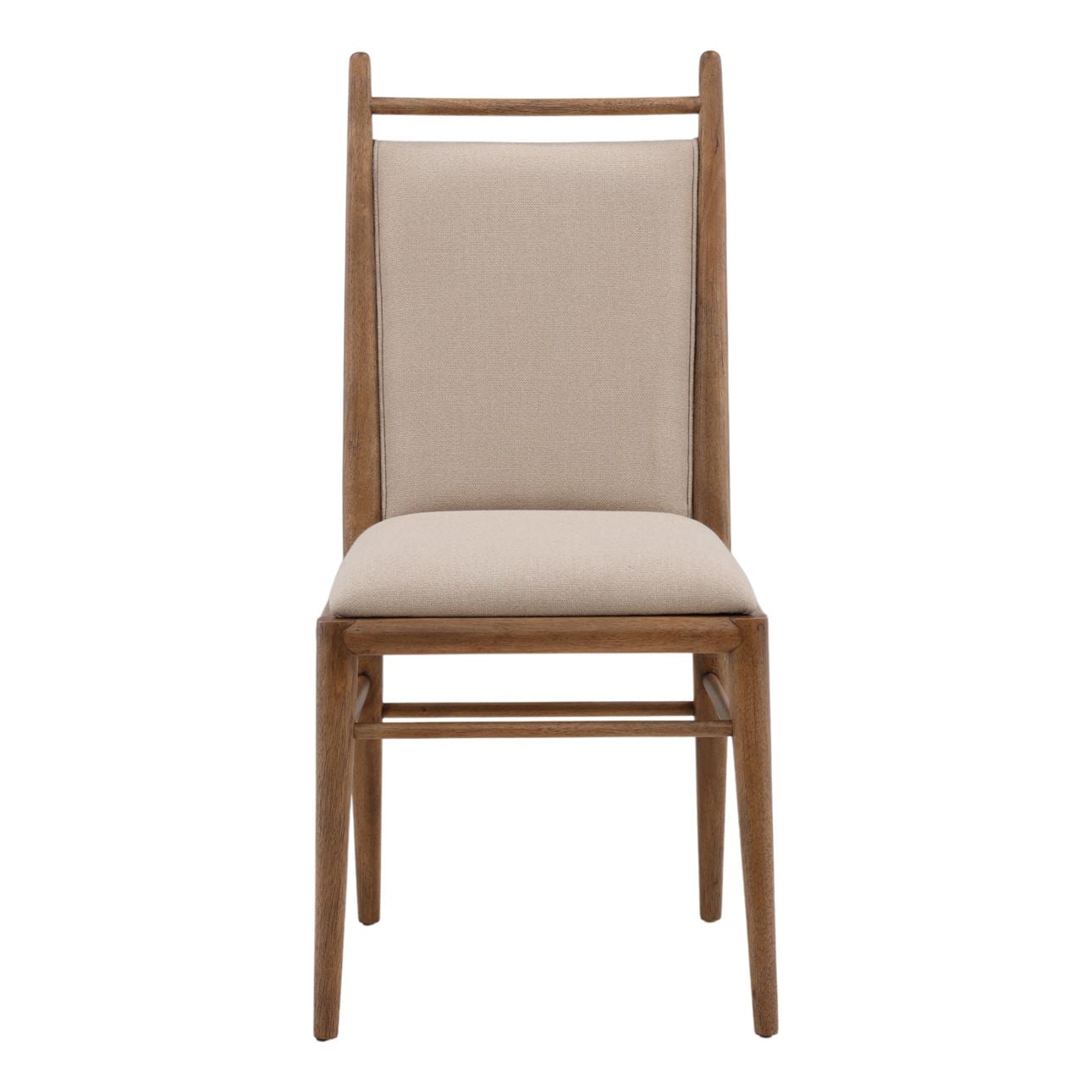 Beige and Dark Brown Basketweave Fabric and Rubber Wood Chair 19 in Wide