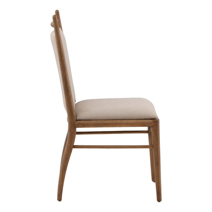 Beige and Dark Brown Basketweave Fabric and Rubber Wood Chair 19 in Wide
