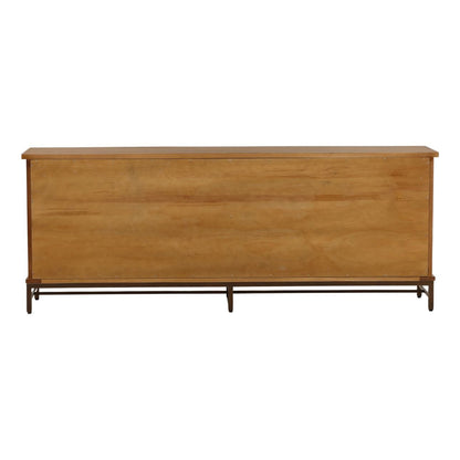 Dark Brown and Bronze Oak Veneer, Oak Wood and Iron Sideboard 84 in Wide