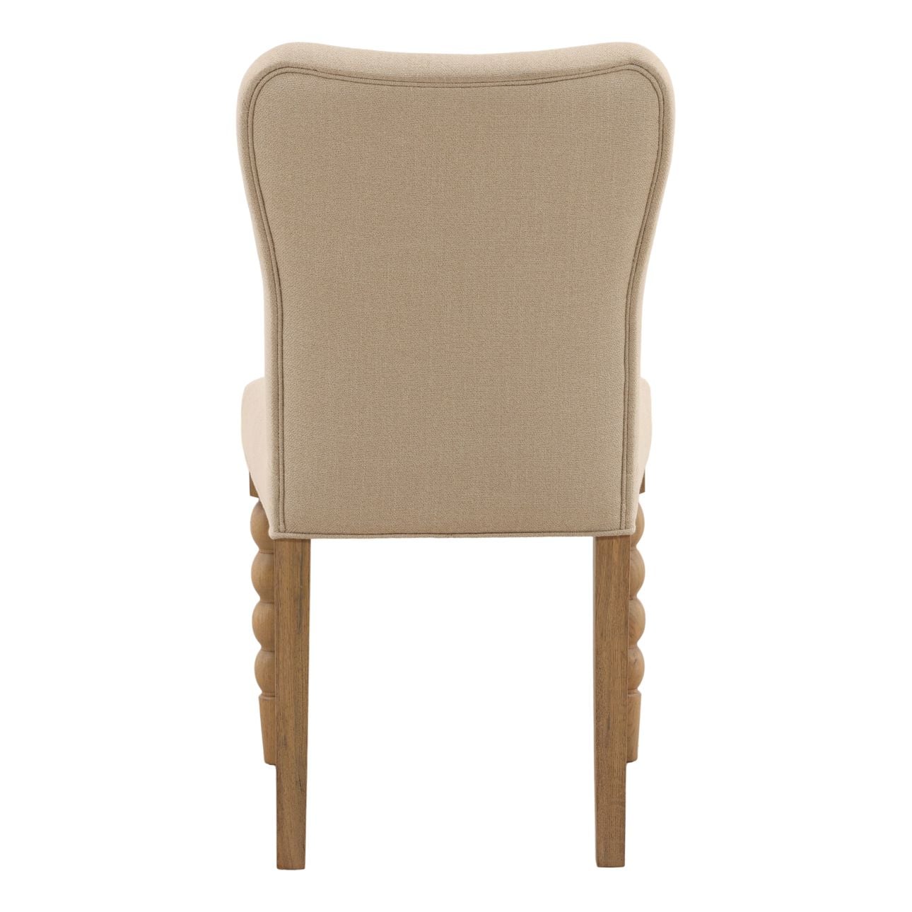 Beige and Natural Basketweave Fabric and Oak Wood Chair 19 in Wide