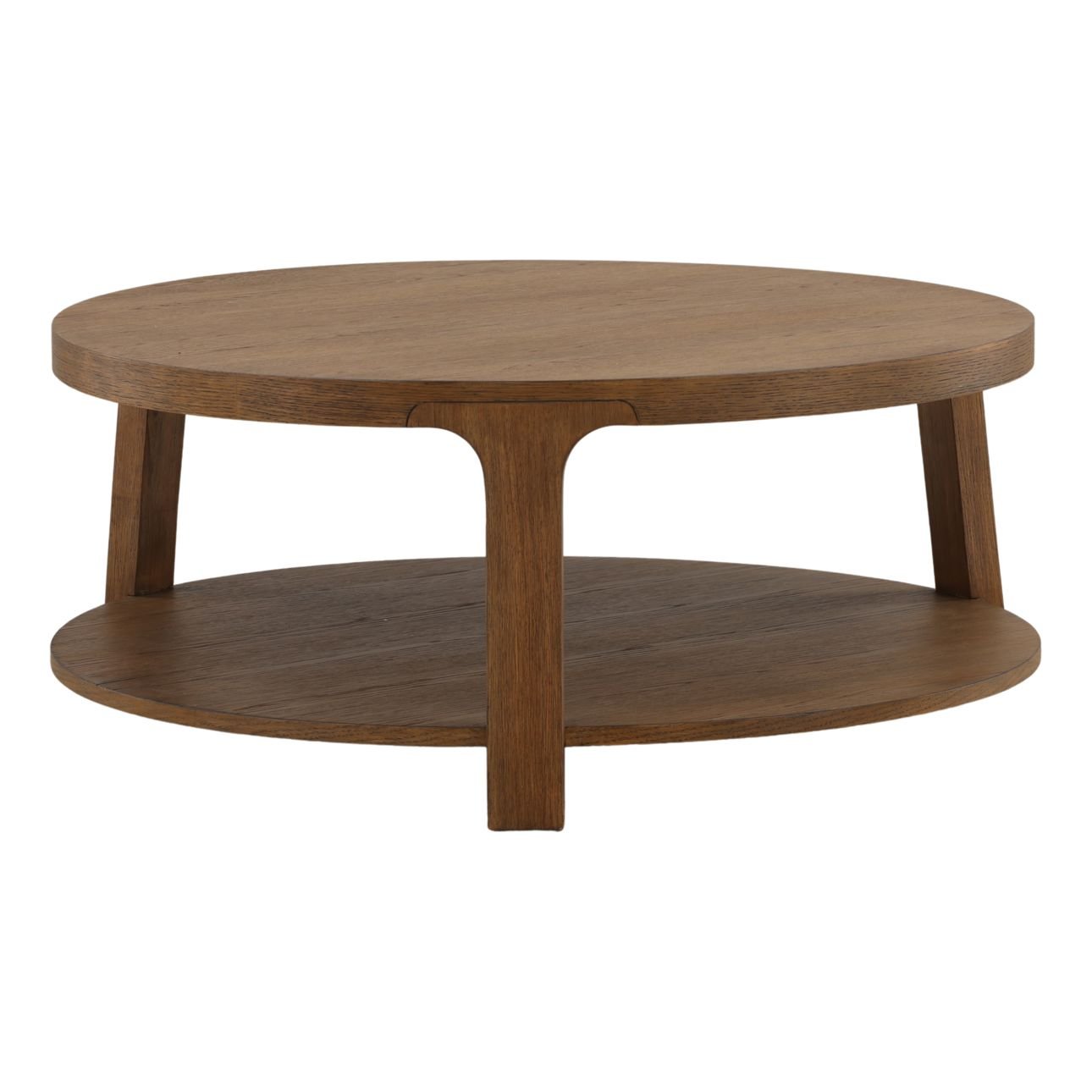 Brown Oak Veneer and Rubber Wood Table 38 in Wide
