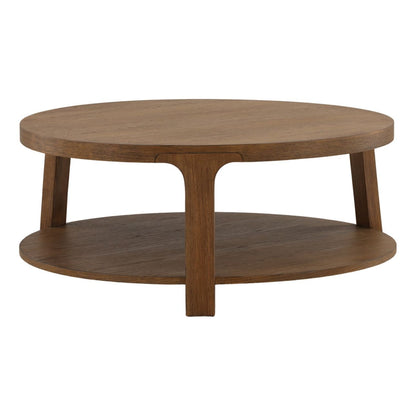 Brown Oak Veneer and Rubber Wood Table 38 in Wide