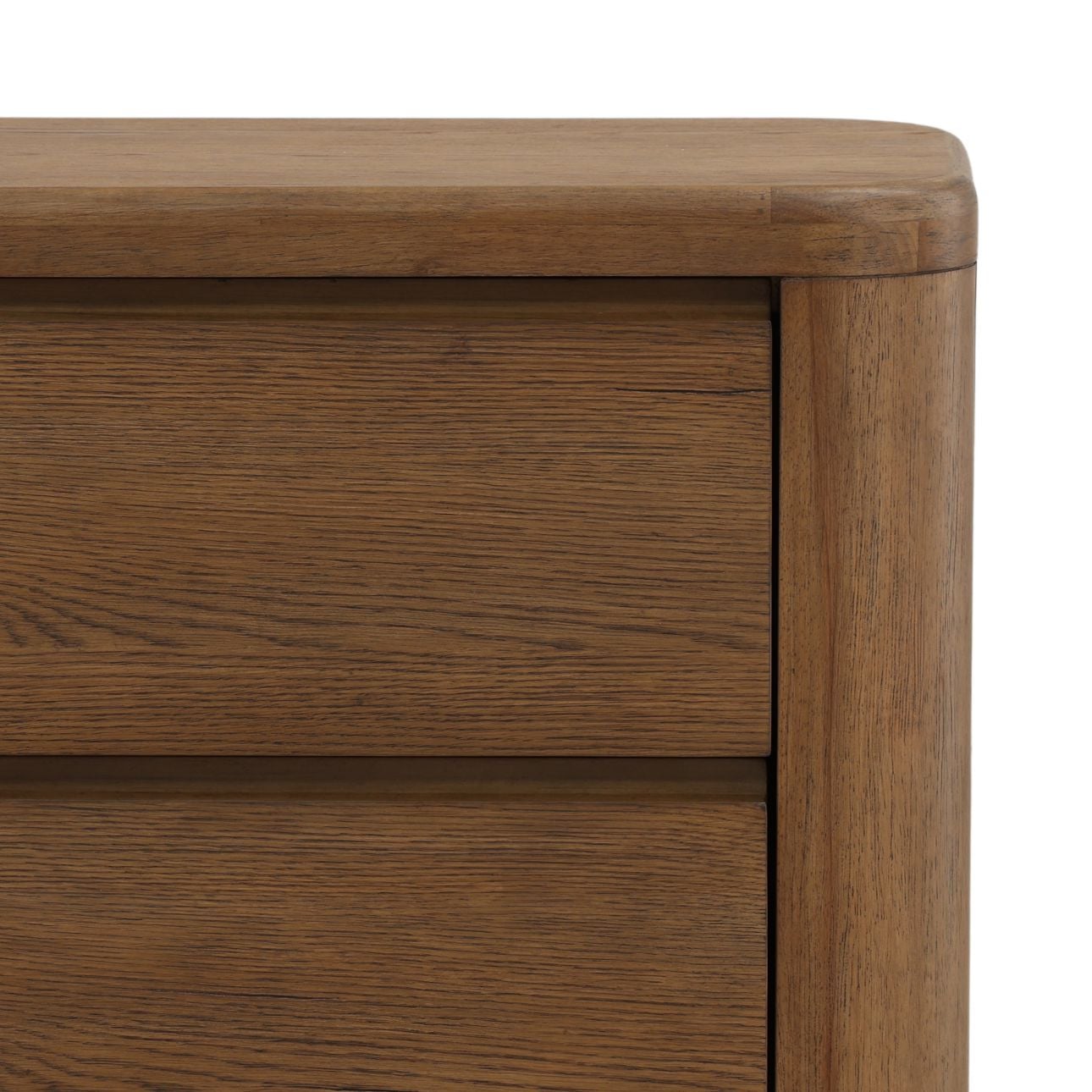 Brown Oak Veneer and Rubber Wood Nightstand 28 in Wide