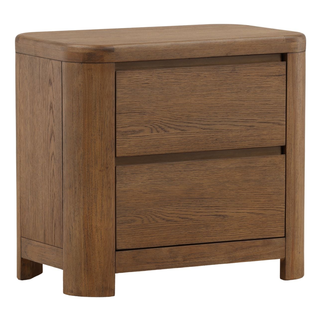 Brown Oak Veneer and Rubber Wood Nightstand 28 in Wide