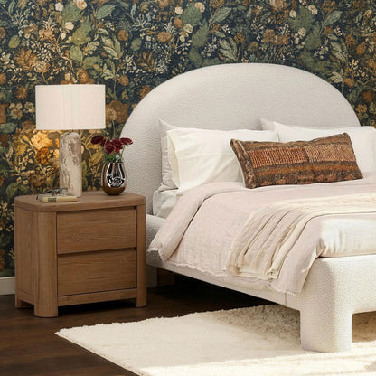 Brown Oak Veneer and Rubber Wood Nightstand 28 in Wide