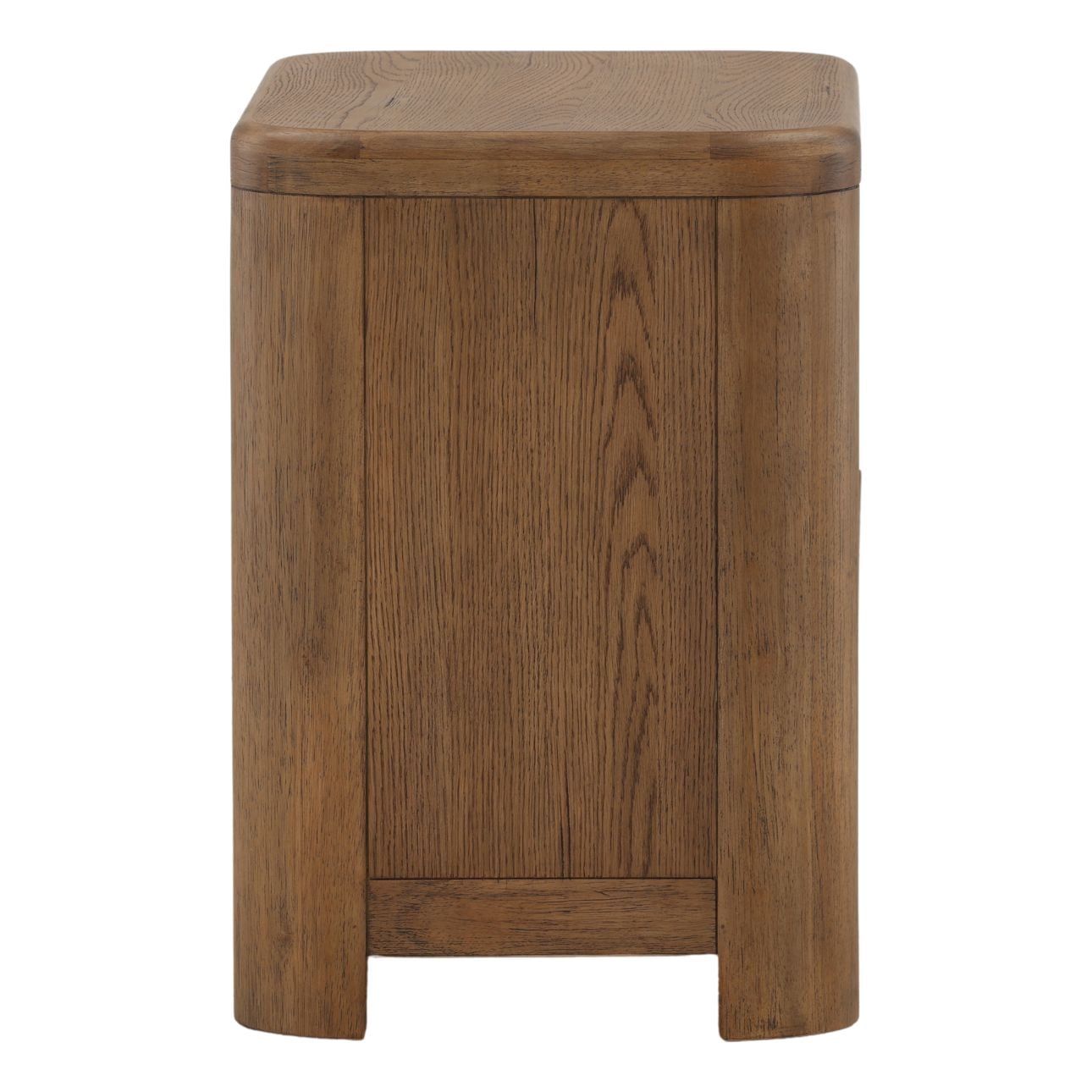 Brown Oak Veneer and Rubber Wood Nightstand 28 in Wide