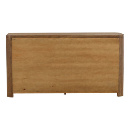 Brown Oak Veneer and Rubber Wood Dresser 67 in Wide