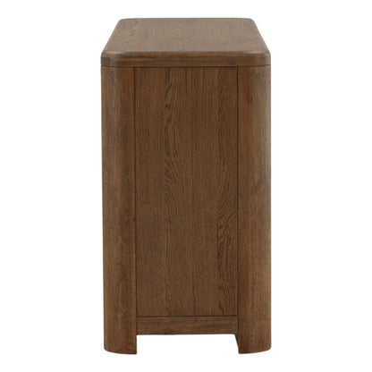 Brown Oak Veneer and Rubber Wood Dresser 67 in Wide