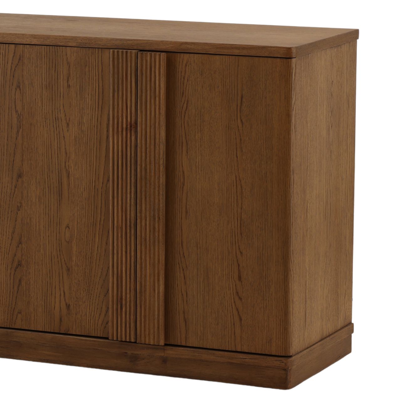 Dark Brown Rubber Wood and Oak Veneer Sideboard 91 in Wide