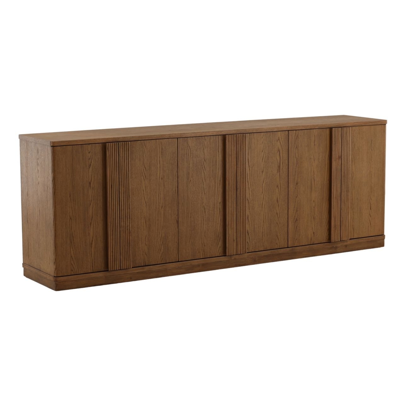 Dark Brown Rubber Wood and Oak Veneer Sideboard 91 in Wide