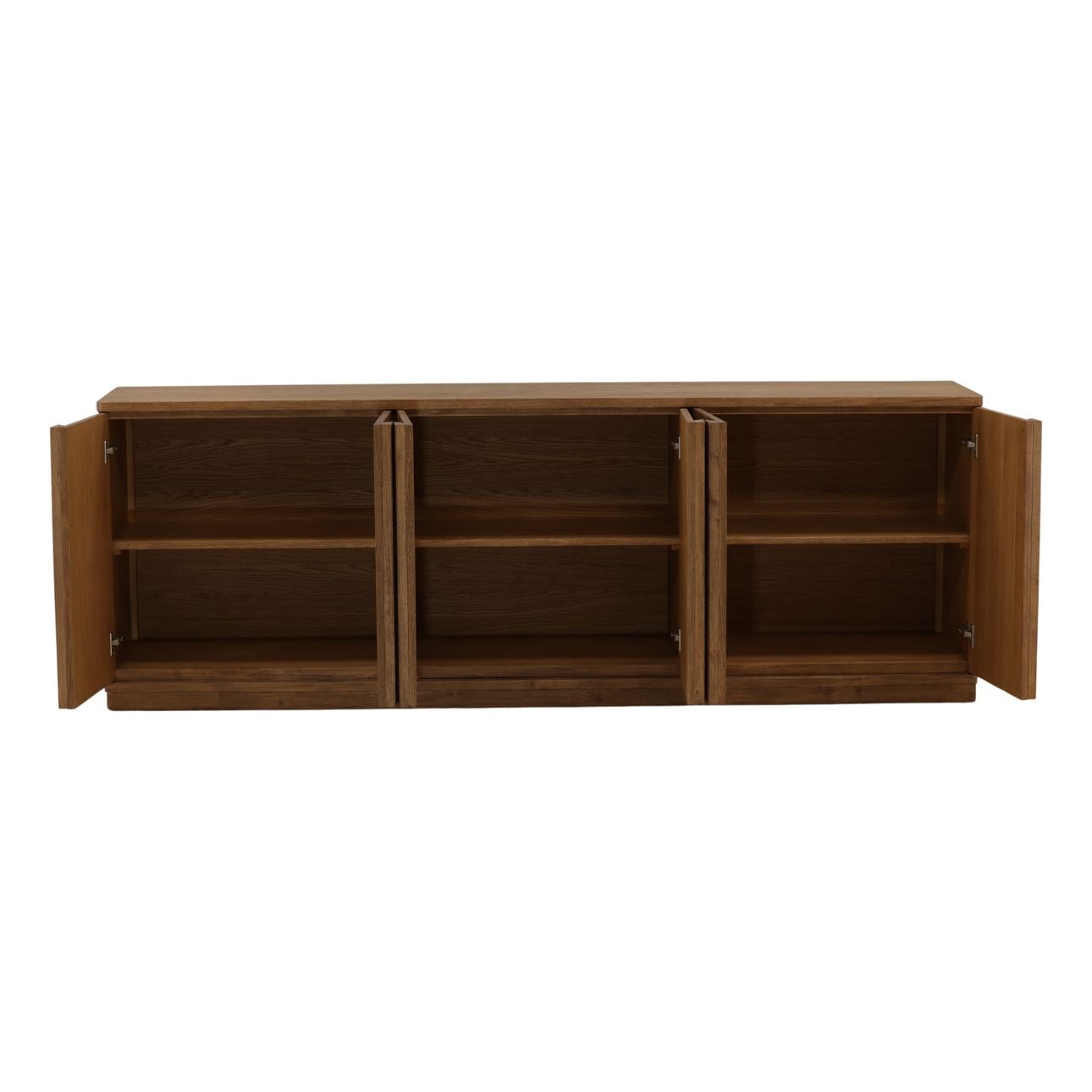 Dark Brown Rubber Wood and Oak Veneer Sideboard 91 in Wide