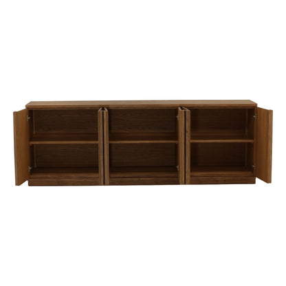 Dark Brown Rubber Wood and Oak Veneer Sideboard 91 in Wide