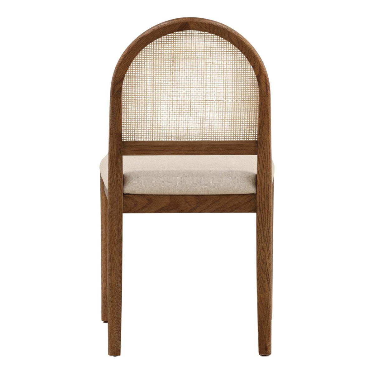 Artisan Plain Woven Fabric, Rattan, and Wood Dining Chair