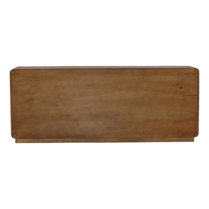 Crafted Rubber Wood and Oak Veneer Cabinet