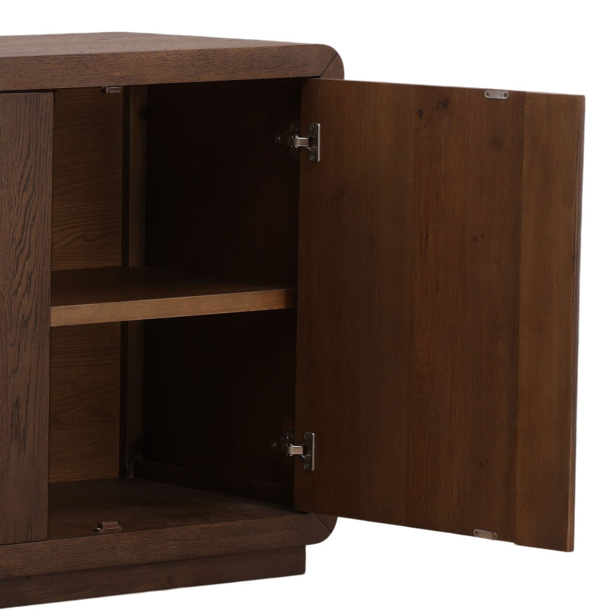 Crafted Rubber Wood and Oak Veneer Cabinet