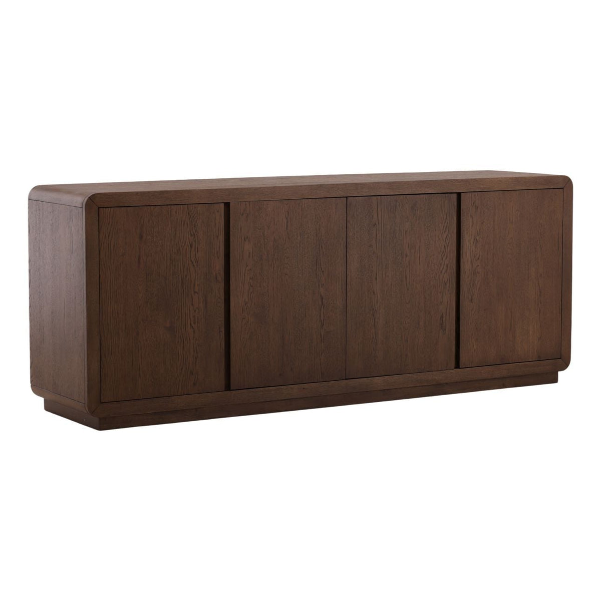 Crafted Rubber Wood and Oak Veneer Cabinet