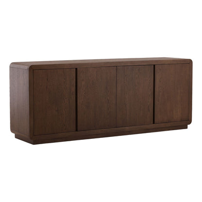 Crafted Rubber Wood and Oak Veneer Cabinet