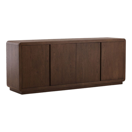 Crafted Rubber Wood and Oak Veneer Cabinet