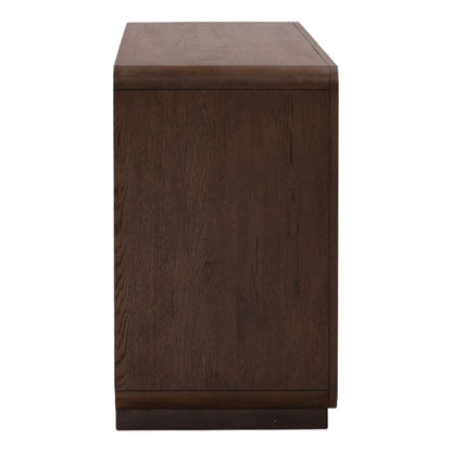 Crafted Rubber Wood and Oak Veneer Cabinet