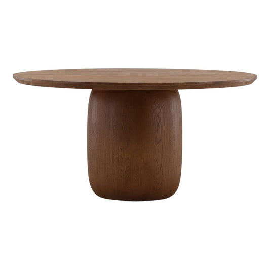 Crafted Rubber Wood, Oak Veneer and Resin Dining Table