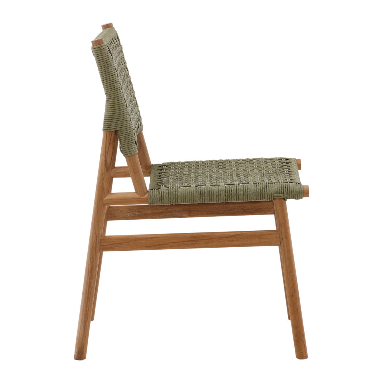 Green and Natural Twisted Faux Rattan and Teak Wood Chair 18 in Wide