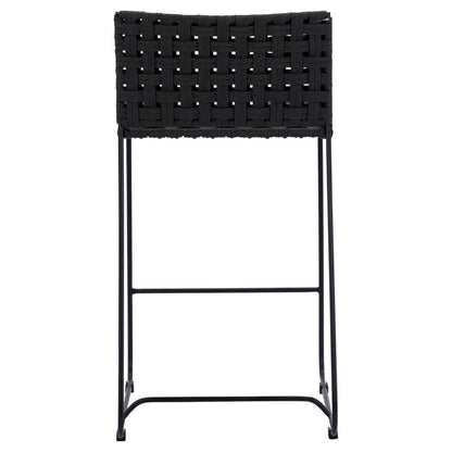 Black and Charcoal Finish Powder Coated Iron and Flat Rope Stool 17.5 in Wide