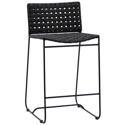 Black and Charcoal Finish Powder Coated Iron and Flat Rope Stool 17.5 in Wide
