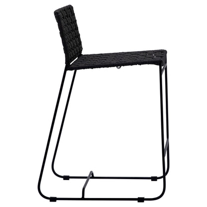 Black and Charcoal Finish Powder Coated Iron and Flat Rope Stool 17.5 in Wide