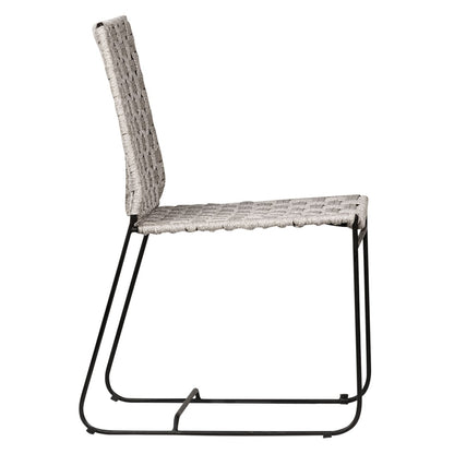 Grey Rope with Black Powder Coated Frame Powder Coated Iron and All-Weather Flat Weave Rope Chair 18 in Wide