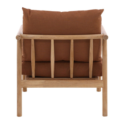 Sienna and Natural Solution-Dyed Acrylic Fabric and Teak Wood Chair 27.5 in Wide