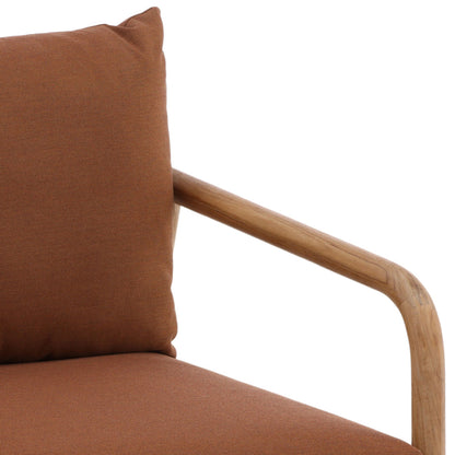 Sienna and Natural Solution-Dyed Acrylic Fabric and Teak Wood Chair 27.5 in Wide