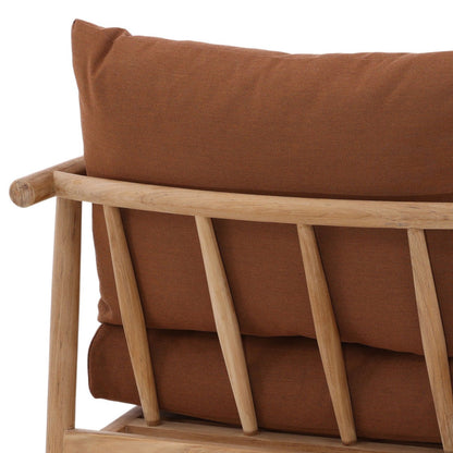 Sienna and Natural Solution-Dyed Acrylic Fabric and Teak Wood Chair 27.5 in Wide