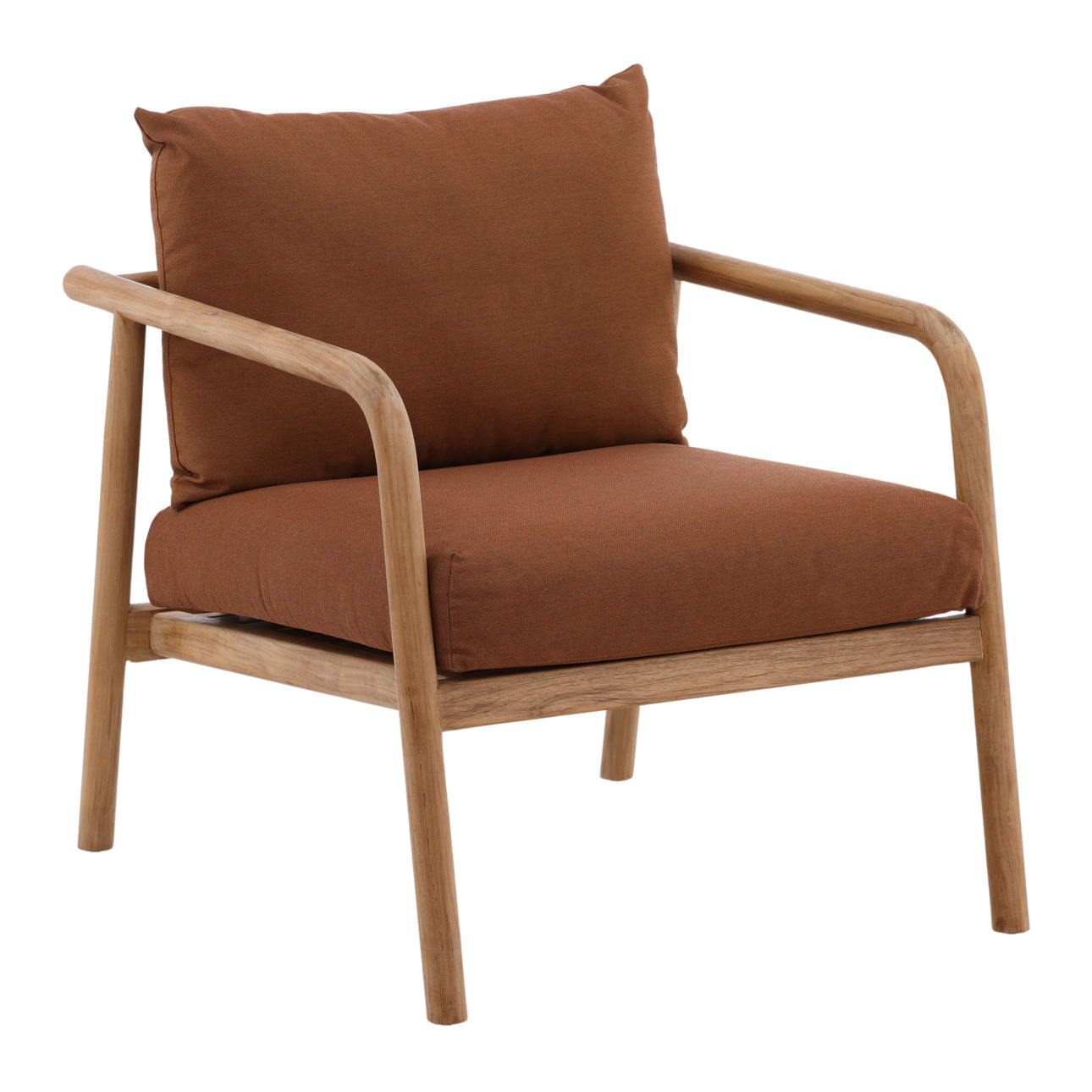 Sienna and Natural Solution-Dyed Acrylic Fabric and Teak Wood Chair 27.5 in Wide