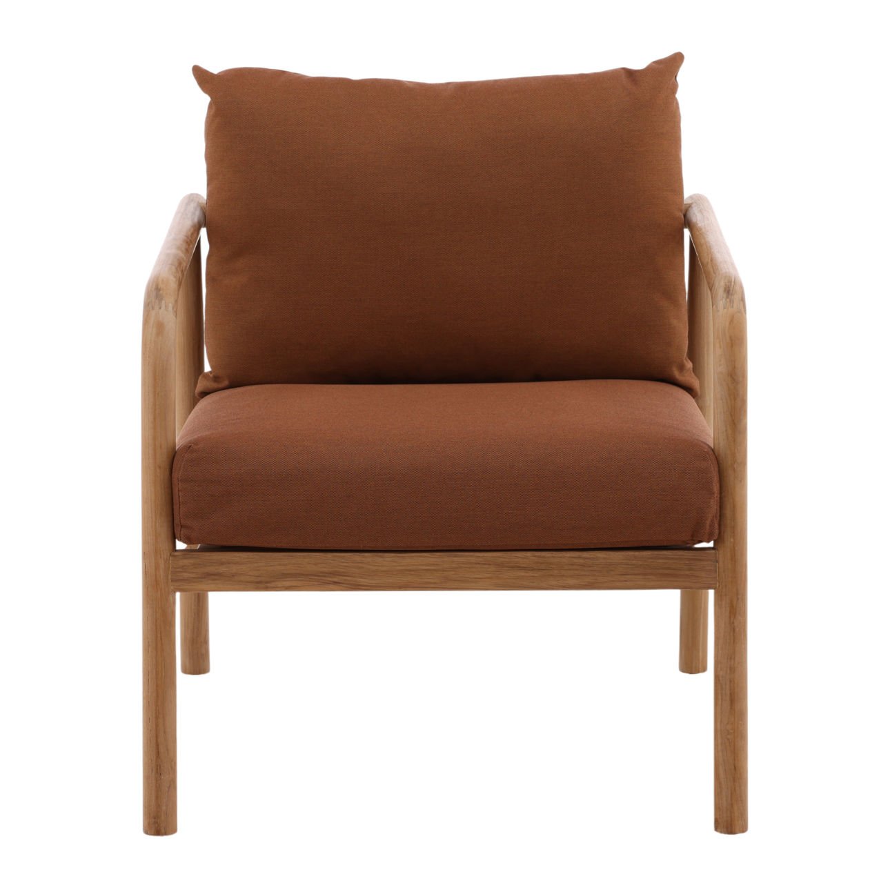 Sienna and Natural Solution-Dyed Acrylic Fabric and Teak Wood Chair 27.5 in Wide
