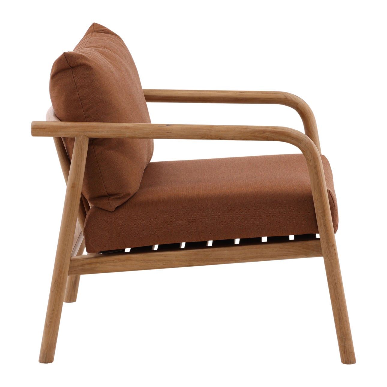 Sienna and Natural Solution-Dyed Acrylic Fabric and Teak Wood Chair 27.5 in Wide