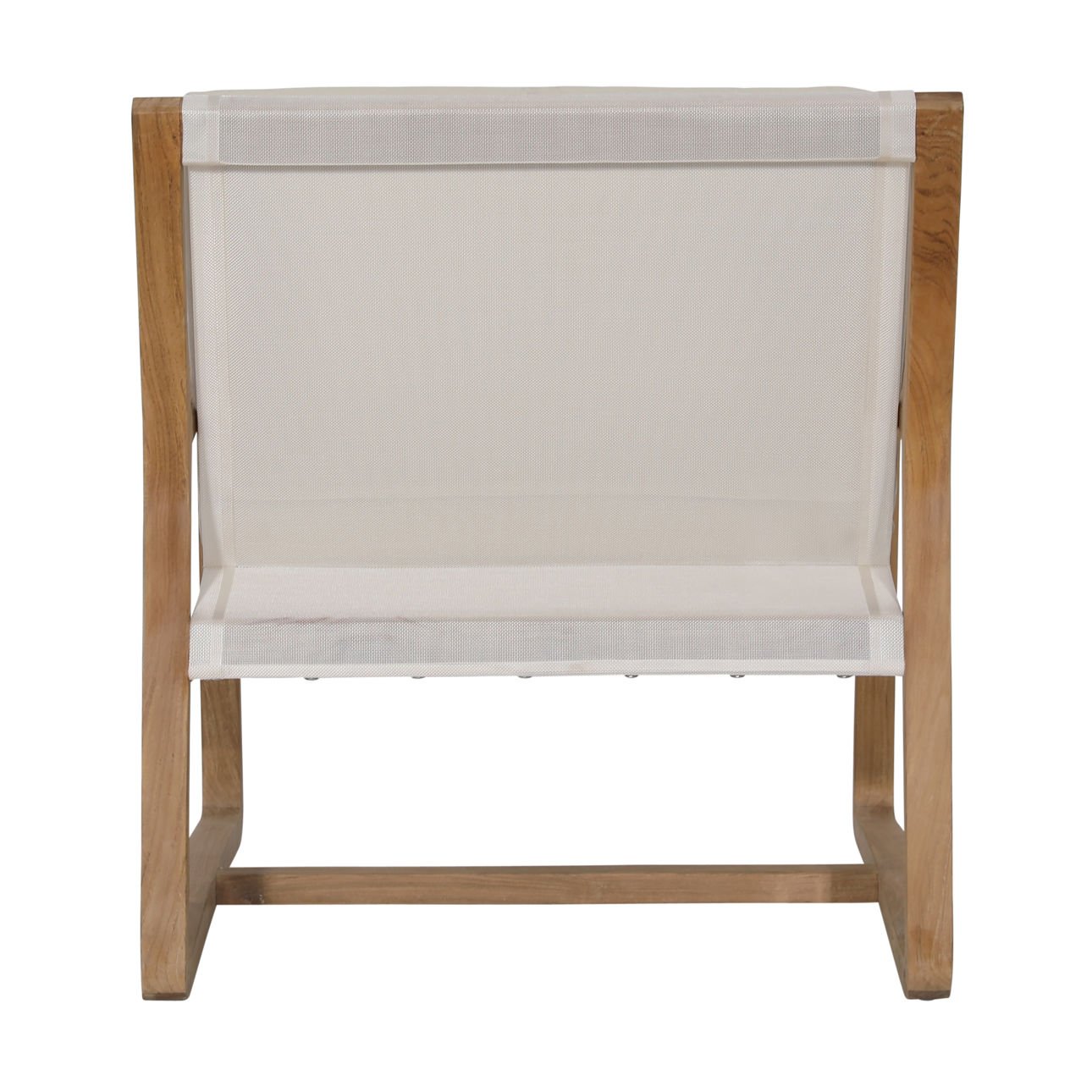 Natural and Ivory Upholstery Solution-Dyed Acrylic Upholstery and Teak Wood Chair 27 in Wide