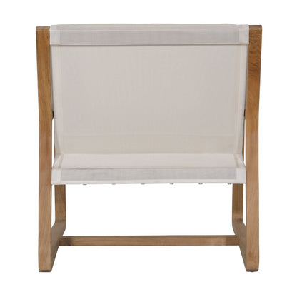 Natural and Ivory Upholstery Solution-Dyed Acrylic Upholstery and Teak Wood Chair 27 in Wide