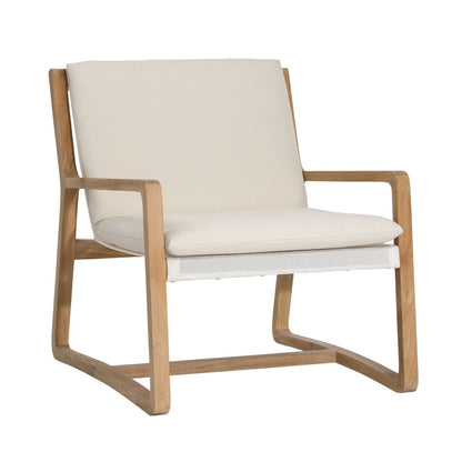 Natural and Ivory Upholstery Solution-Dyed Acrylic Upholstery and Teak Wood Chair 27 in Wide