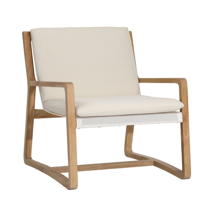 Natural and Ivory Upholstery Solution-Dyed Acrylic Upholstery and Teak Wood Chair 27 in Wide