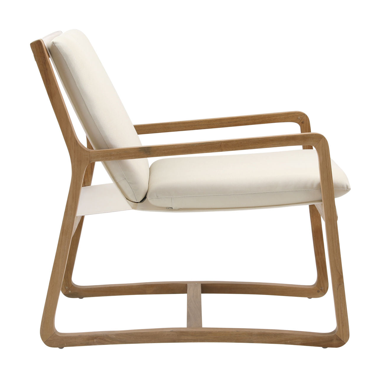 Natural and Ivory Upholstery Solution-Dyed Acrylic Upholstery and Teak Wood Chair 27 in Wide