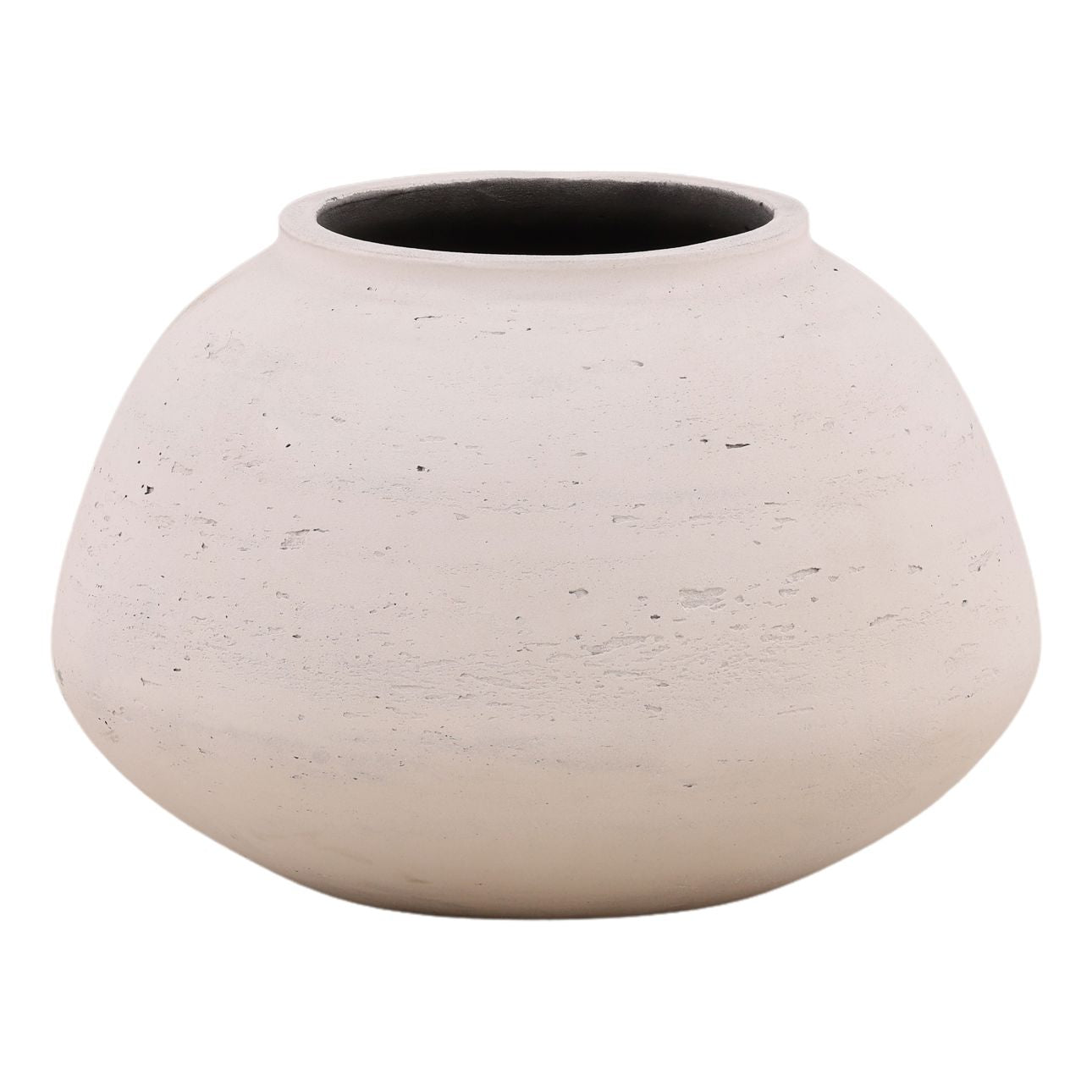 Antique White Cement Vase 12 in Wide
