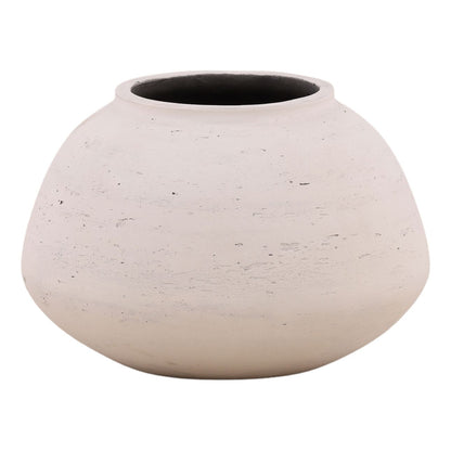 Antique White Cement Vase 12 in Wide
