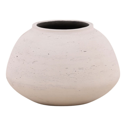Antique White Cement Vase 12 in Wide