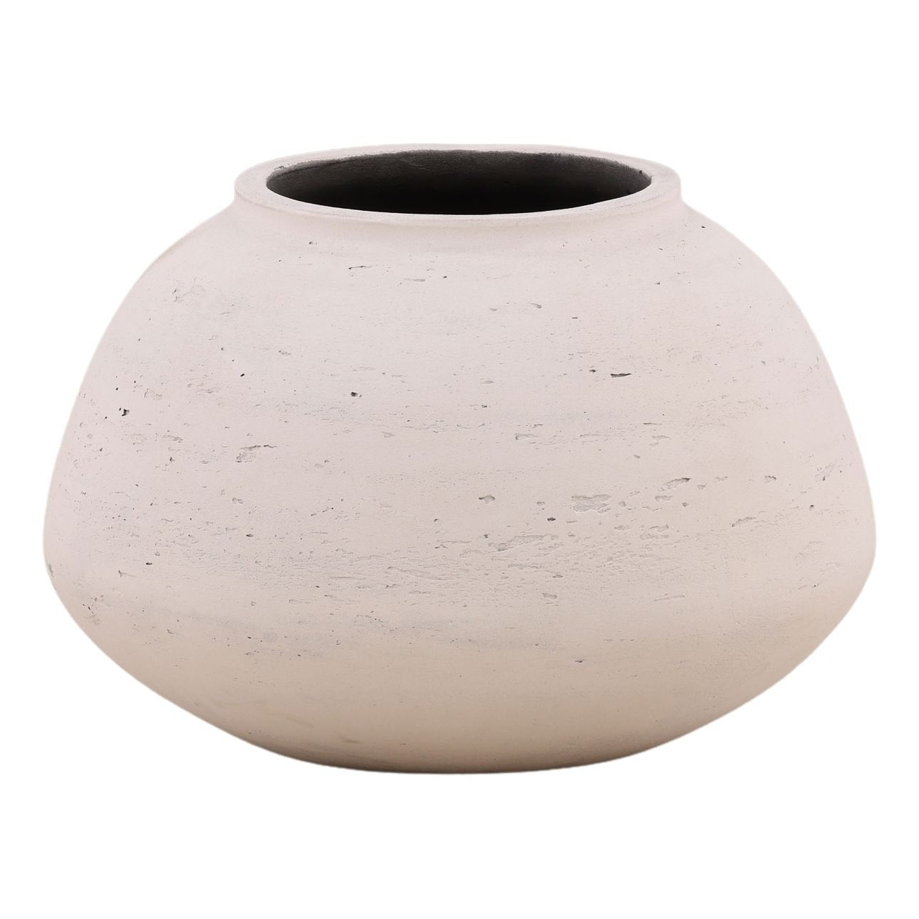 Antique White Cement Vase 12 in Wide