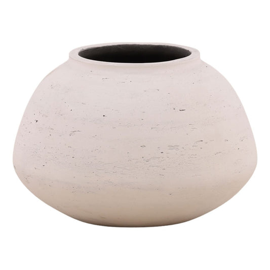 Antique White Cement Vase 12 in Wide