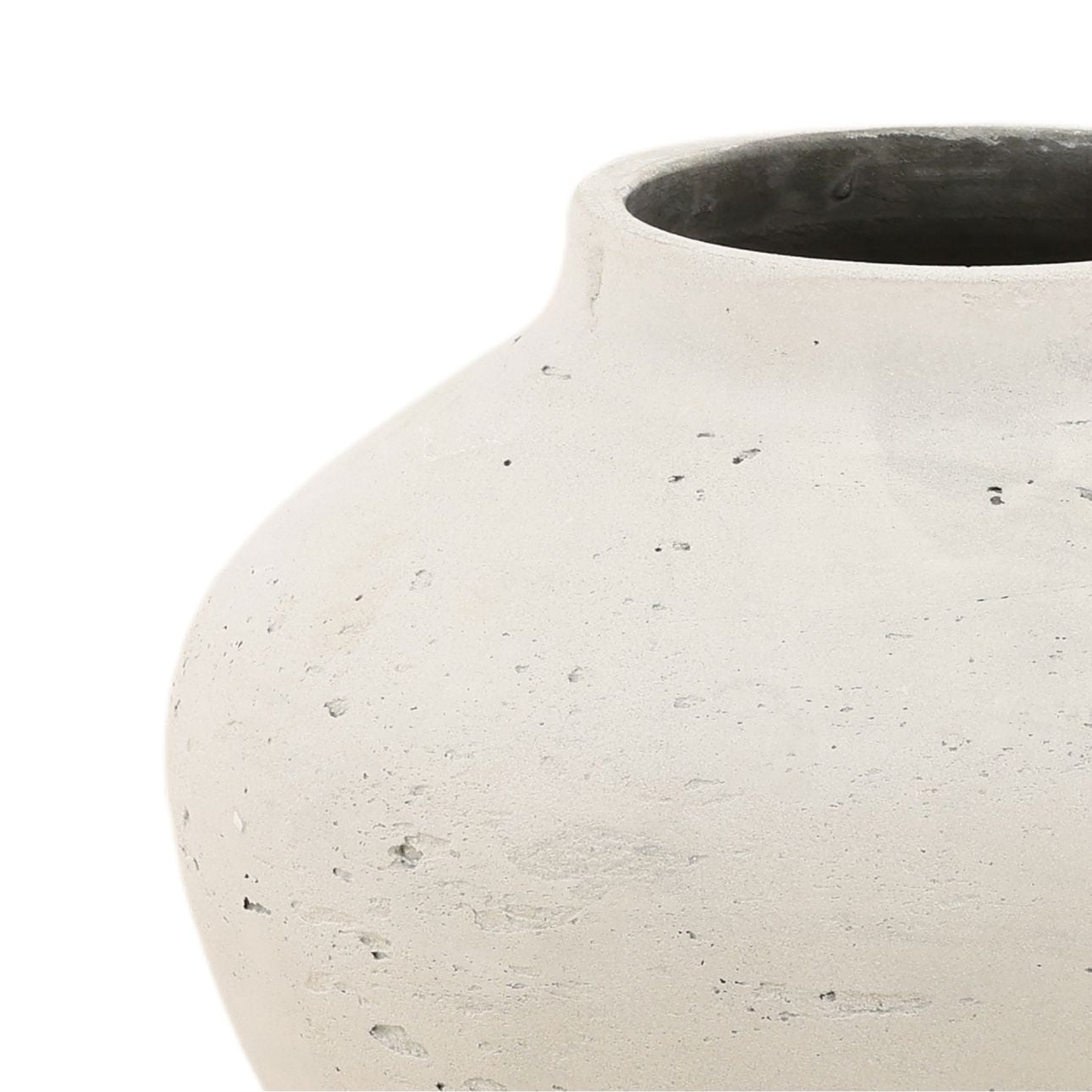 Antique White Cement Vase 9.5 in Wide