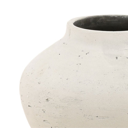 Antique White Cement Vase 9.5 in Wide