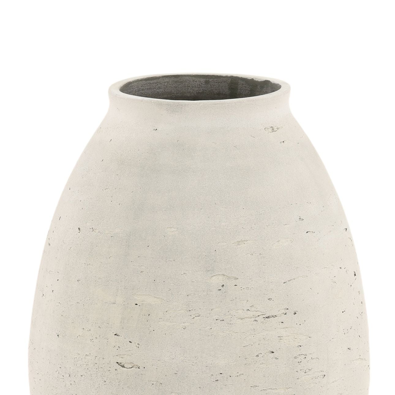 Antique White Cement Vase 11 in Wide