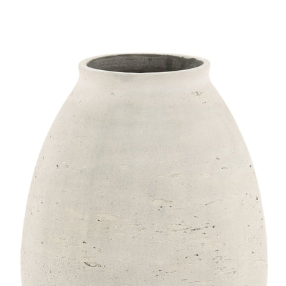 Antique White Cement Vase 11 in Wide