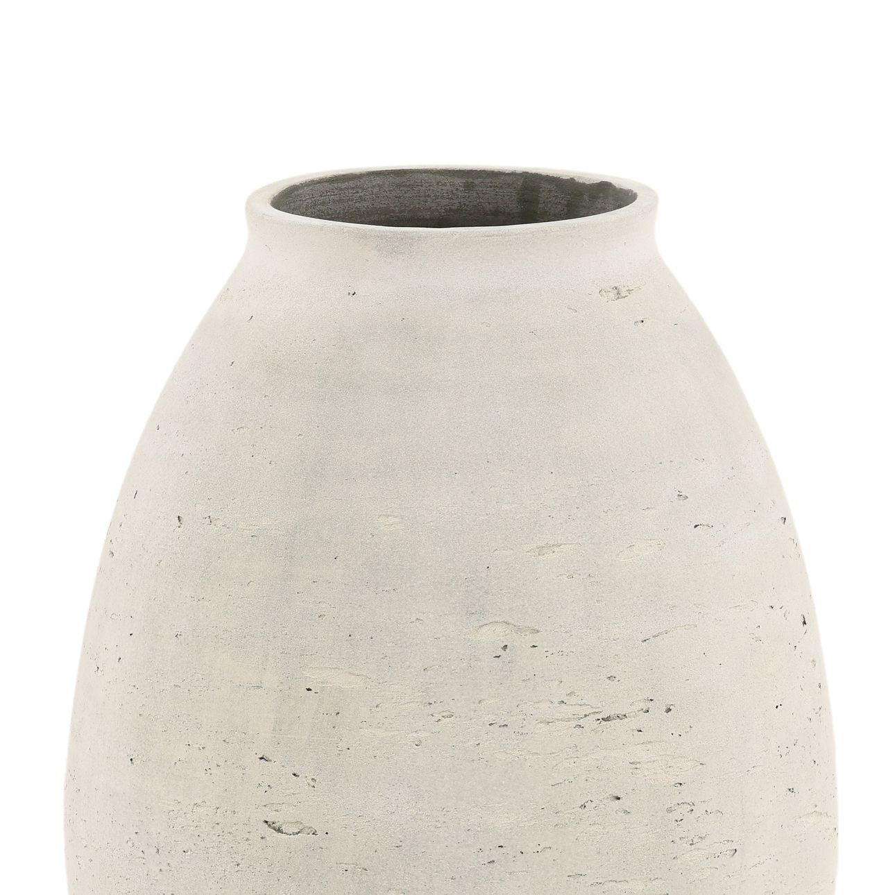 Antique White Cement Vase 11 in Wide